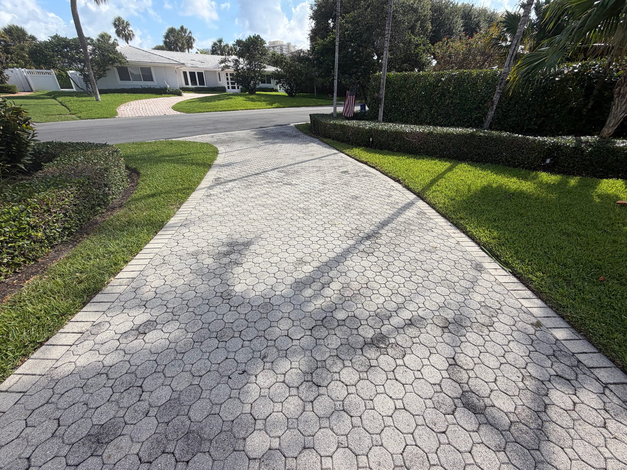 Existing driveway before replacement, viewed from the street